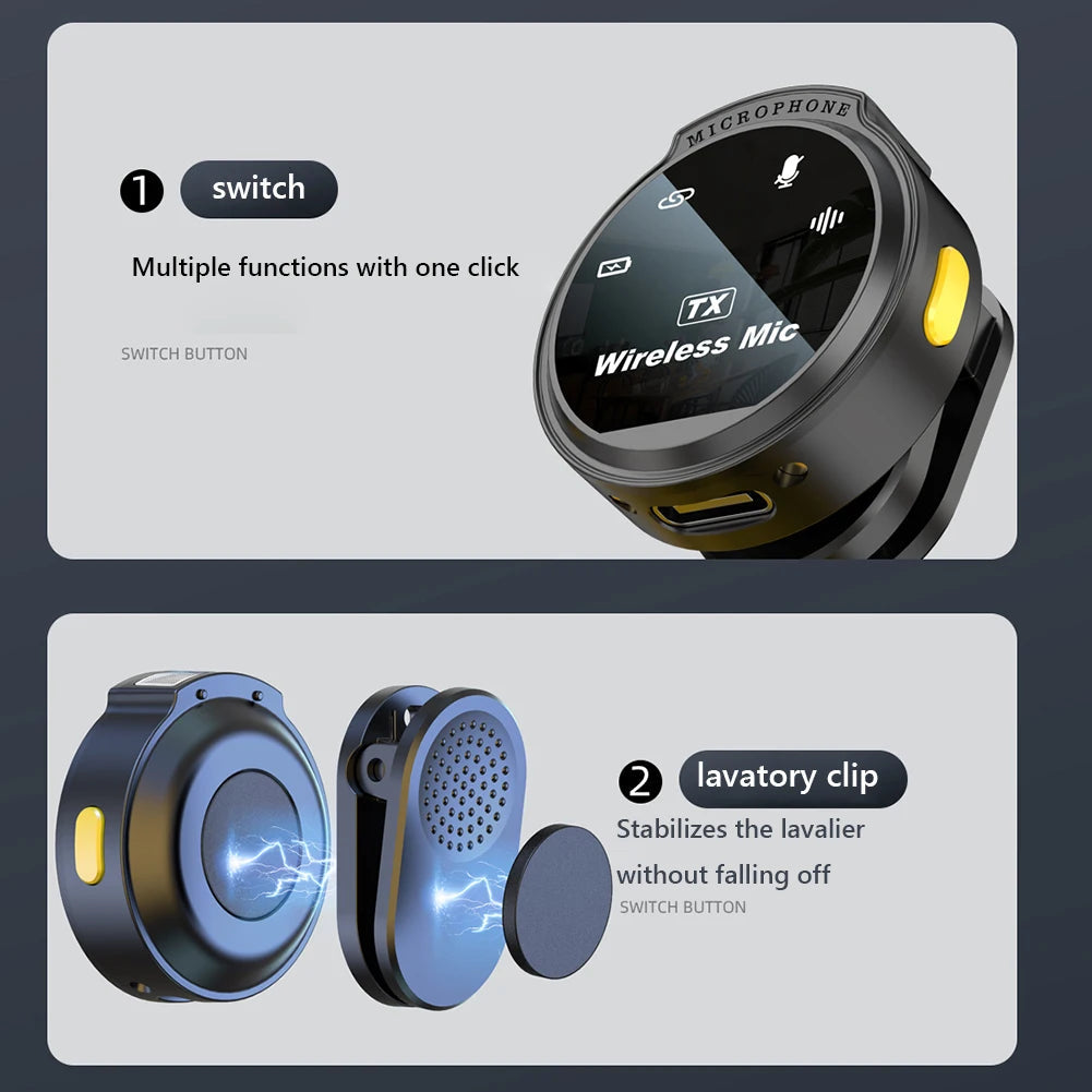 For Xiaomi Wireless Lavalier Lapel Microphone iPhone iOS/Android Type-C Phone Live Game Recording Interview with Magnetic Clip