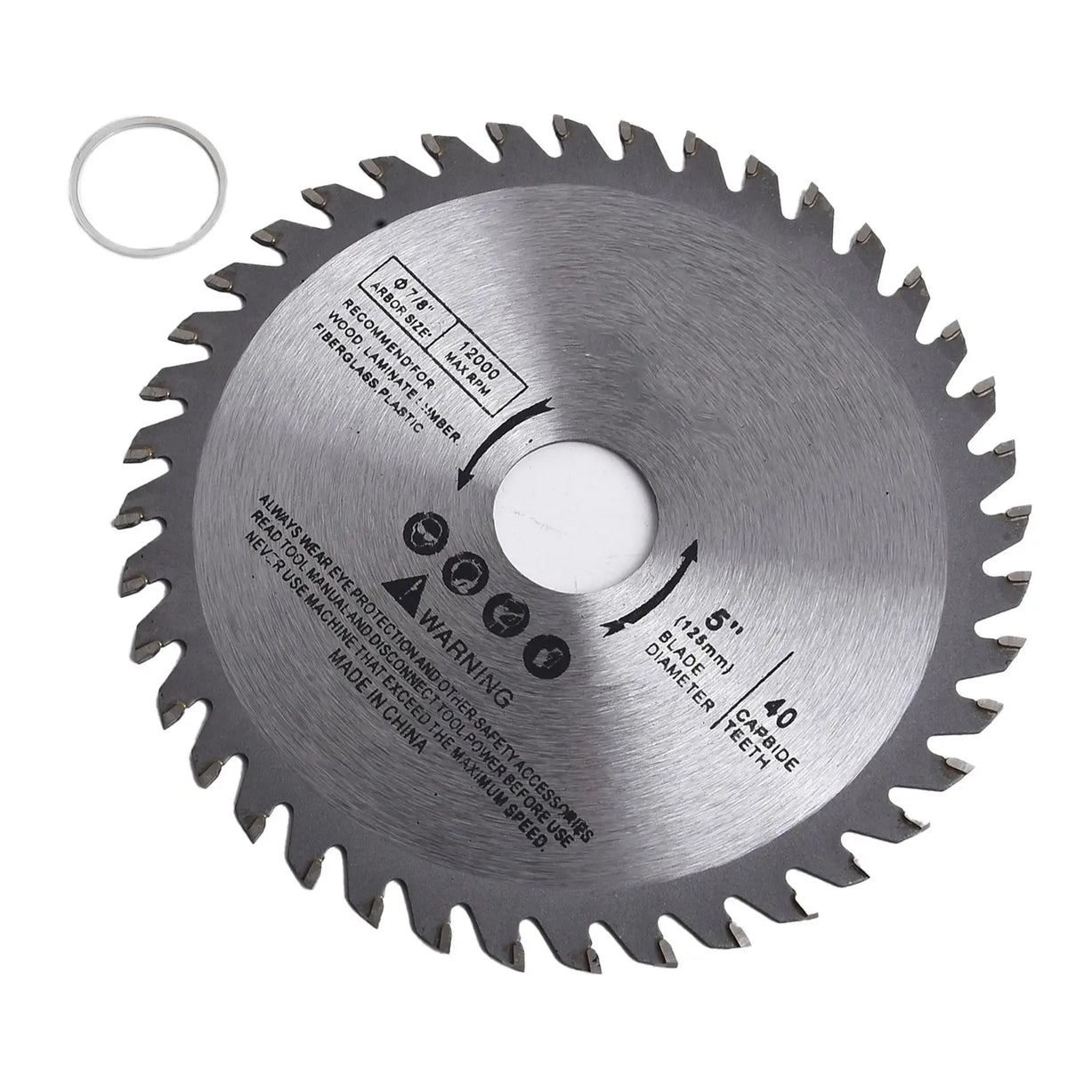 5inch 125mm Cutting Disc Mini Circular Saw Blade For Wood Plastic Metal Rotating Carbide Cutting Tools 40 Teeth 12000 Max RPM