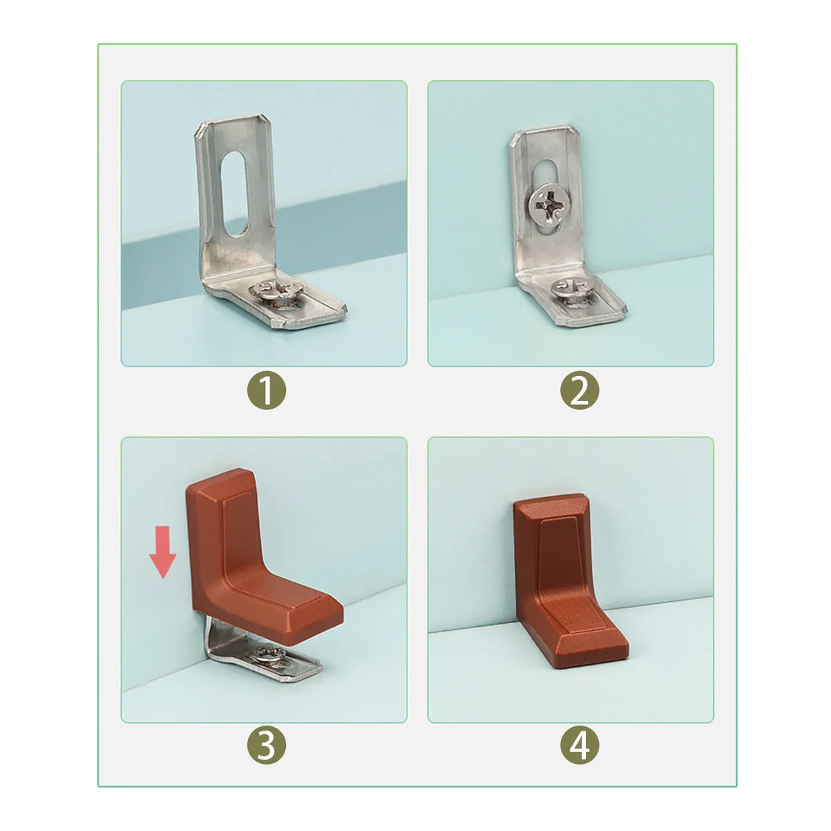 90-Degree Corner Brackets with Covers, 20 Pieces
