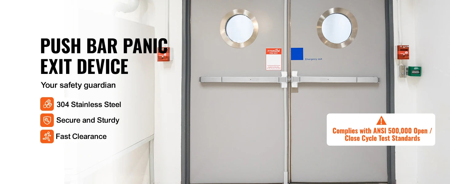 Stainless Steel Push Bar Panic Exit Device with Exterior Lever