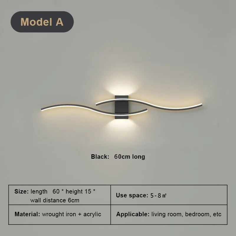 Slank LED-vegglampe, 60 eller 80 cm
