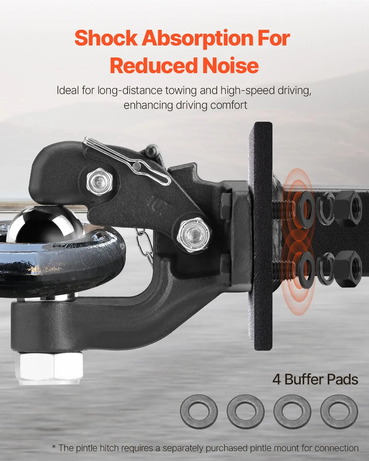 9070KG Heavy Duty Trailer Hitch Assembly with 2-5/16 Inch Trailer Ball, Fits 6.35-7.62cm Lunette Ring, Black Powder Coated Trailer Coupler Hitch with Complete Mounting Hardware