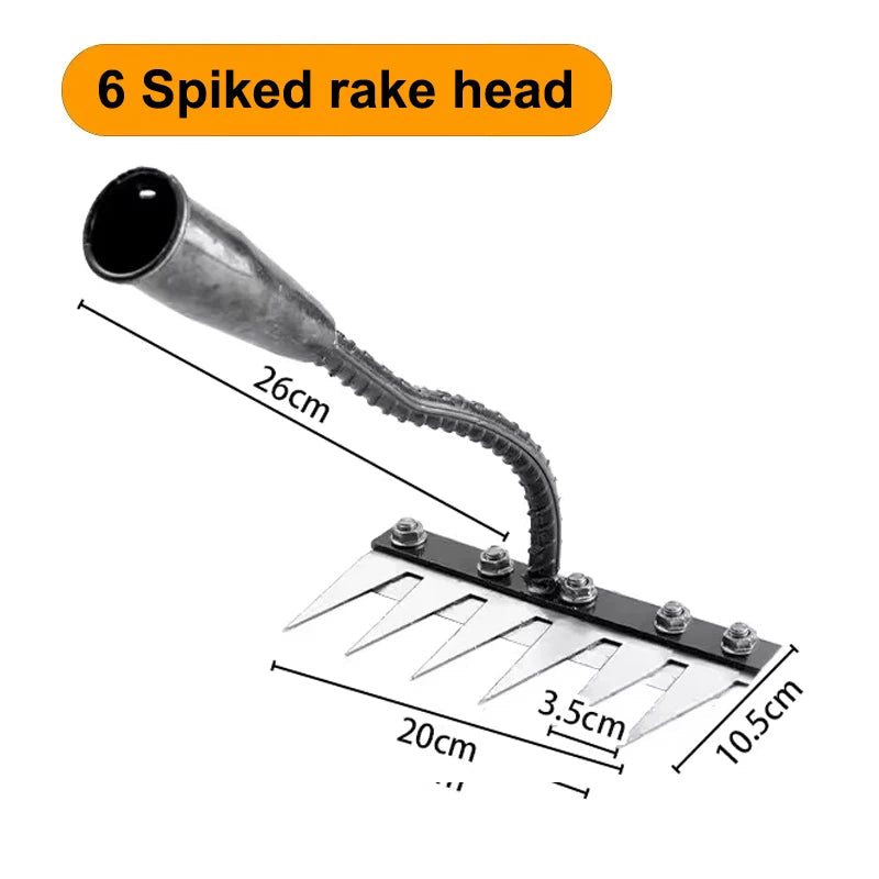 5/6/7/8 Teeth Iron Gardening Hoe Weeding Rake Farm Tool Grasping Raking Loosening Soil Nail Rake Tool Artifact Harrow Farm Tool