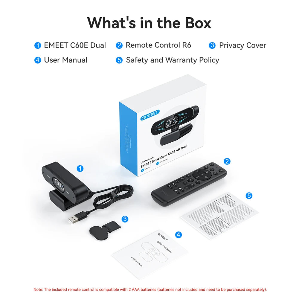4K Webcam with Autofocus, Dual Mics & RGB Light for Streaming