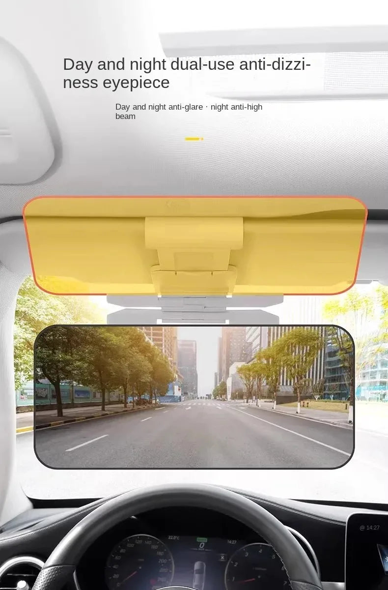 Clip-On Car Sun Visor Extension with Grey & Yellow Panels