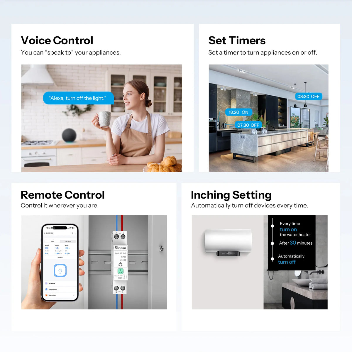 SONOFF BASIC-1GSP smart Wi-Fi-afbryder til DIN-skinne