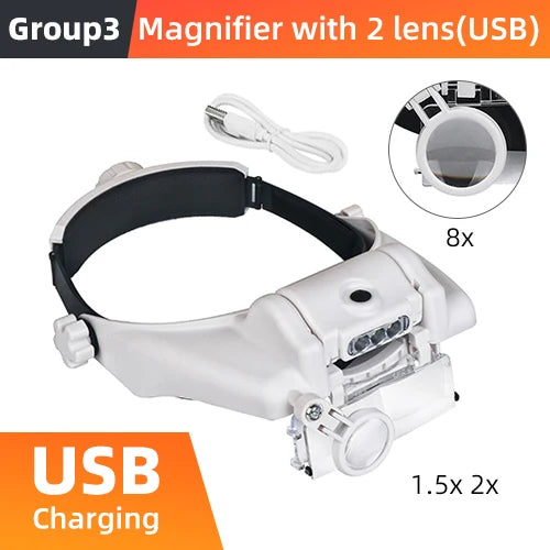 Lupas de cabeza LED - Opciones con batería o USB