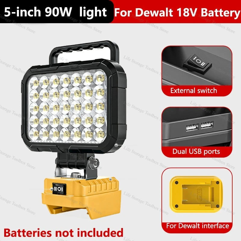 Cordless LED Work Light with USB Port, 3- to 8-Inch Options
