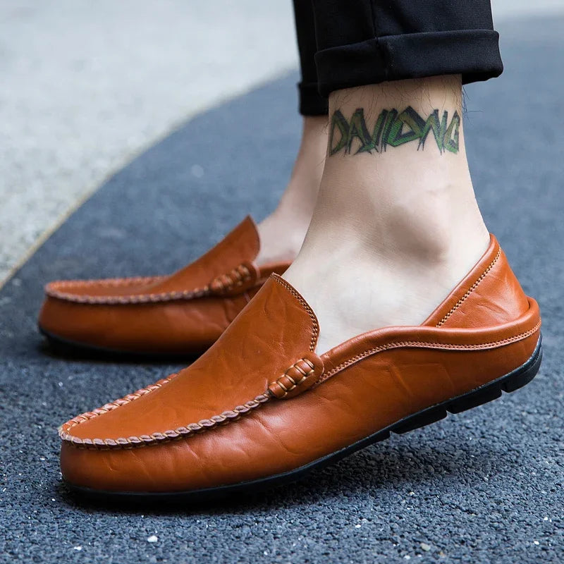 Men's Leather Slip-On Loafers Plus Size 37-47