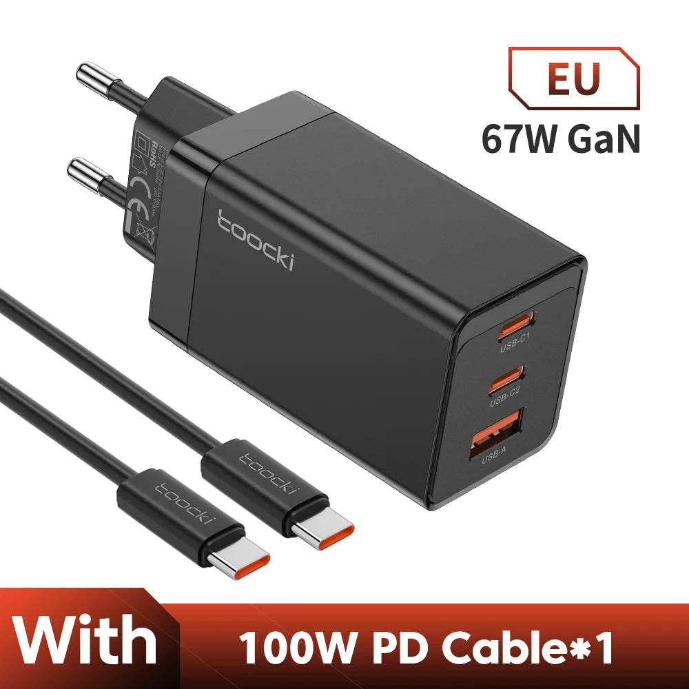 Toocki 67W GaN USB C Charger Fast Charging Multi-Color Type C Charger for Macook iPhone 15 14 13 12 Pro Max Samsung Xiaomi POCO