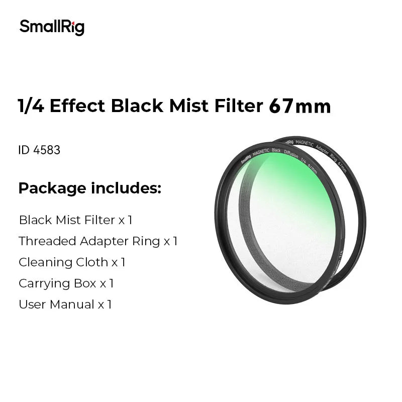 SmallRig 5-in-1 Attachable Filter Kit VND 2-32 & CPL & 1/4 Effect Black Mist (67mm) with VND, CPL, and Black Mist Filters 4726