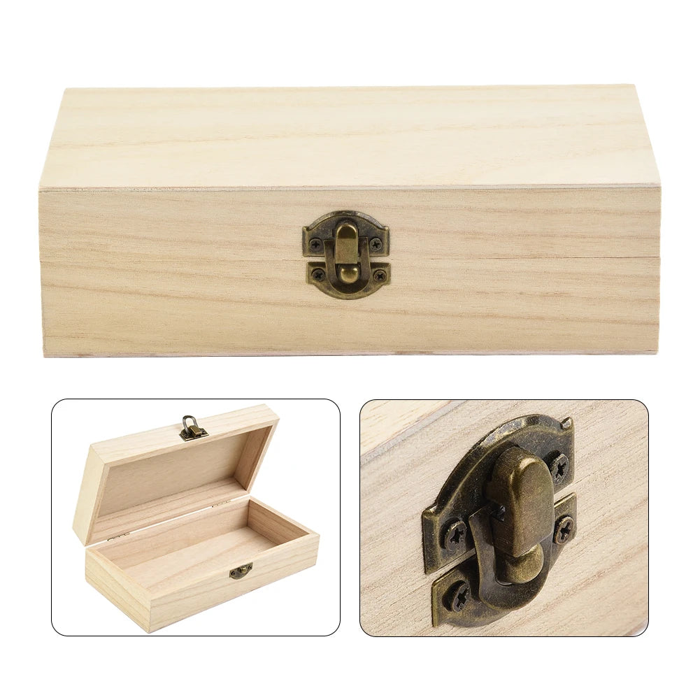 Rectangular Wooden Keepsake Box with Clasp
