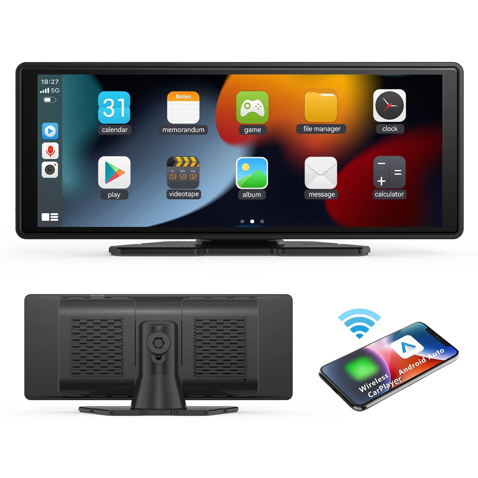 10,26" trådlös CarPlay- och Android Auto-pekskärm med backkamera