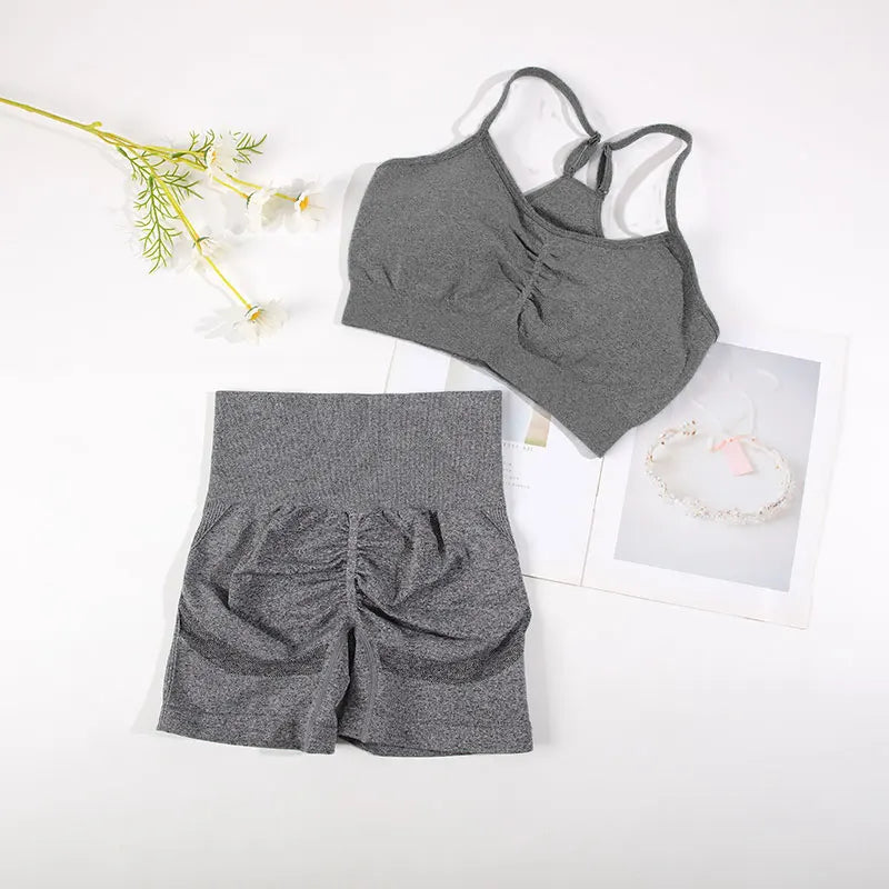 Nahtloses Yoga-BHF-BH und Shorts – Getrennt oder Set-Optionen
