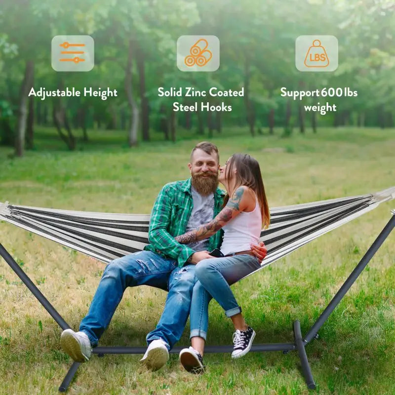 Adjustable Hammock with Stand, 600lb Capacity and Carry Bag