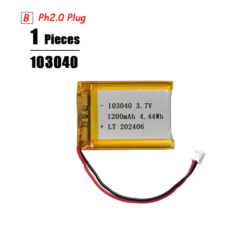 3.7V Lipo Battery Ph2.0 Plug Rechargeable Lithium Battery 3.7V For PS4 Humidifiers GPS Navigation Bluetooth Speaker MP3 MP4