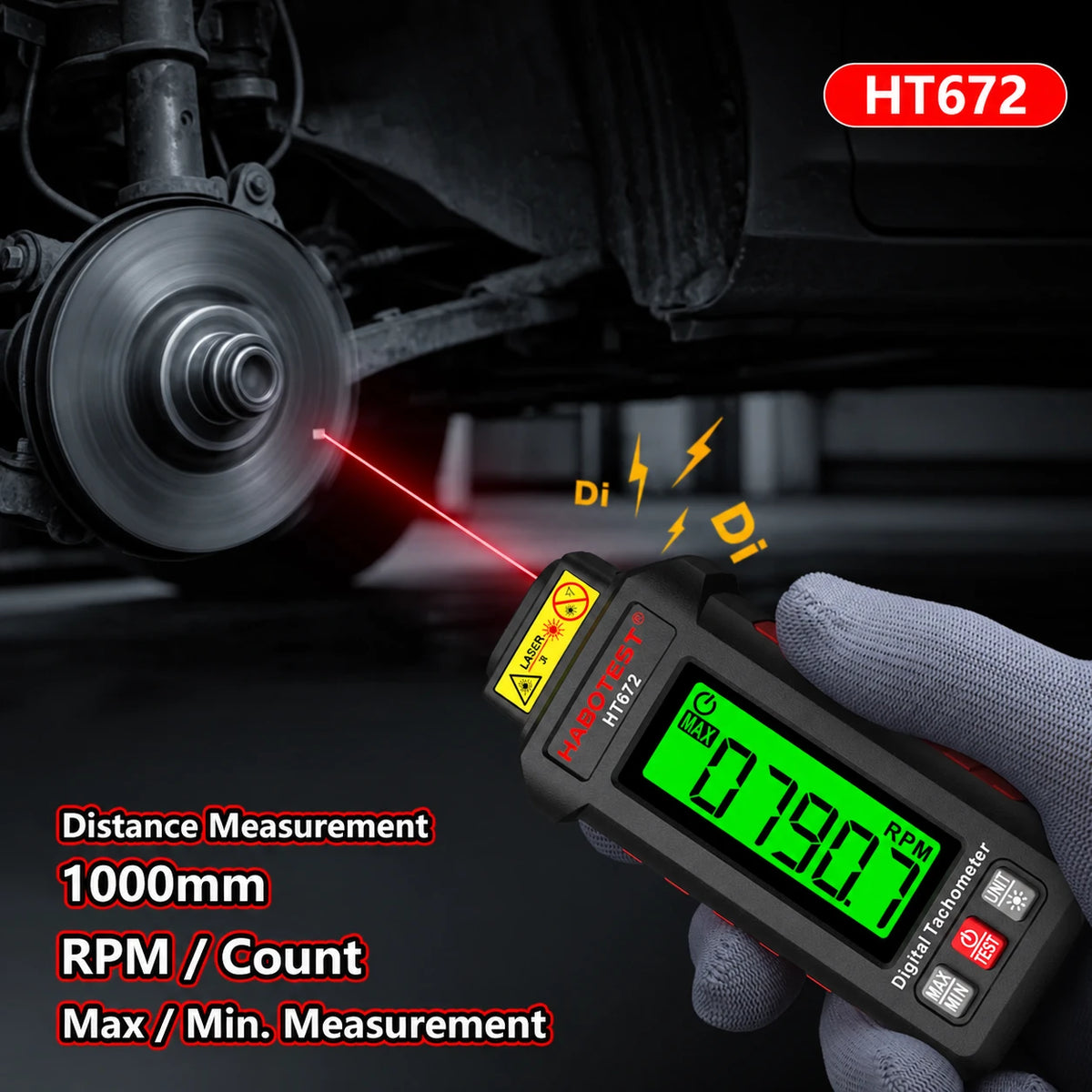 Мини лазерен тахометър HT672