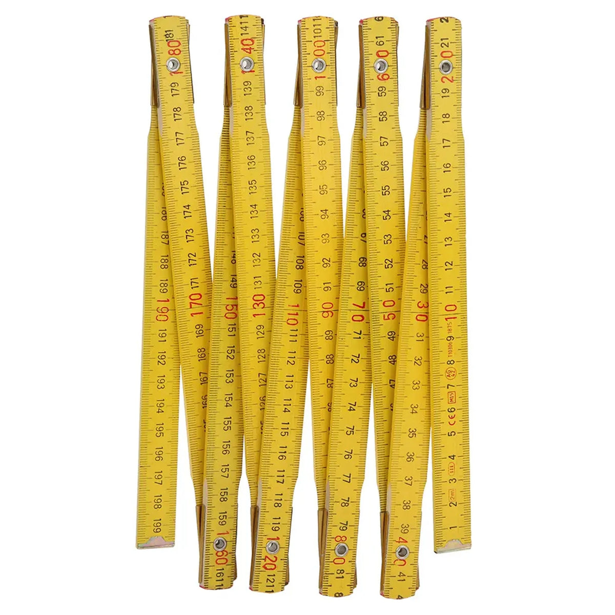 Wooden Carpenter Folding Ruler, 2 m, Double-Sided Metric Scale