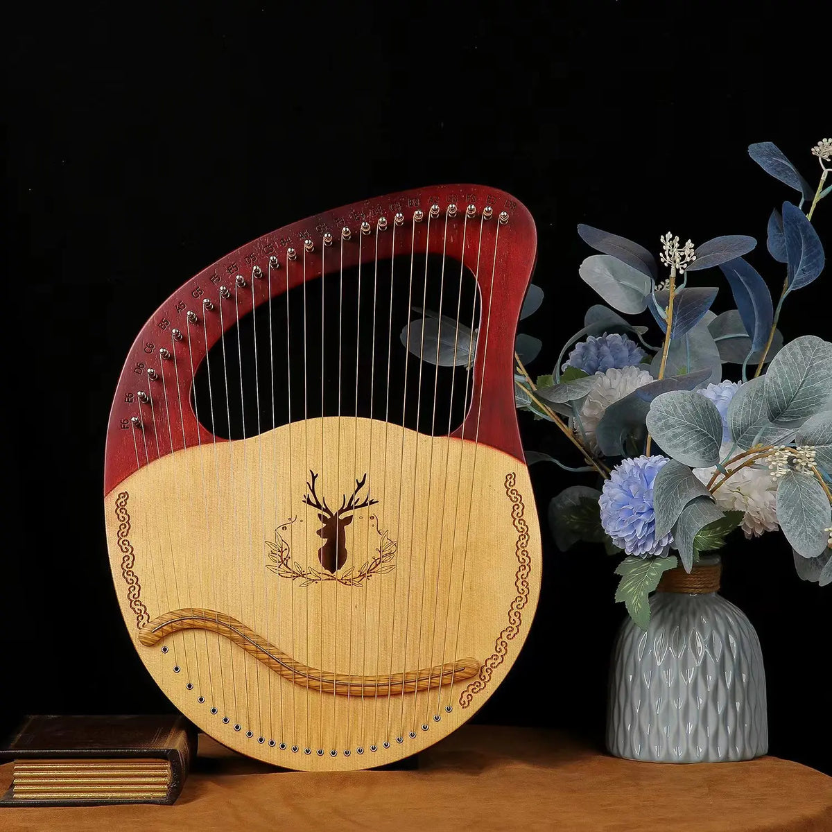 Mahogany Lyre Harp - String and Tuning Options
