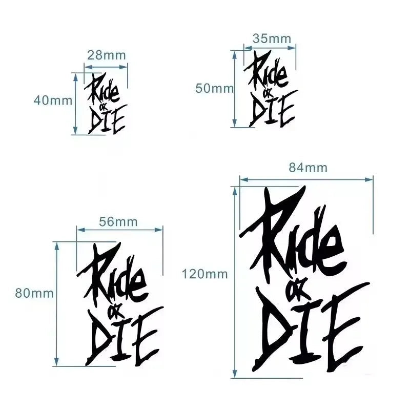 1PC Ride or Die Bike Frame Stickers Bicycle Top Tube Waterproof Vinyl Decals for MTB Bicycle Decorative Motorcycle Accessories
