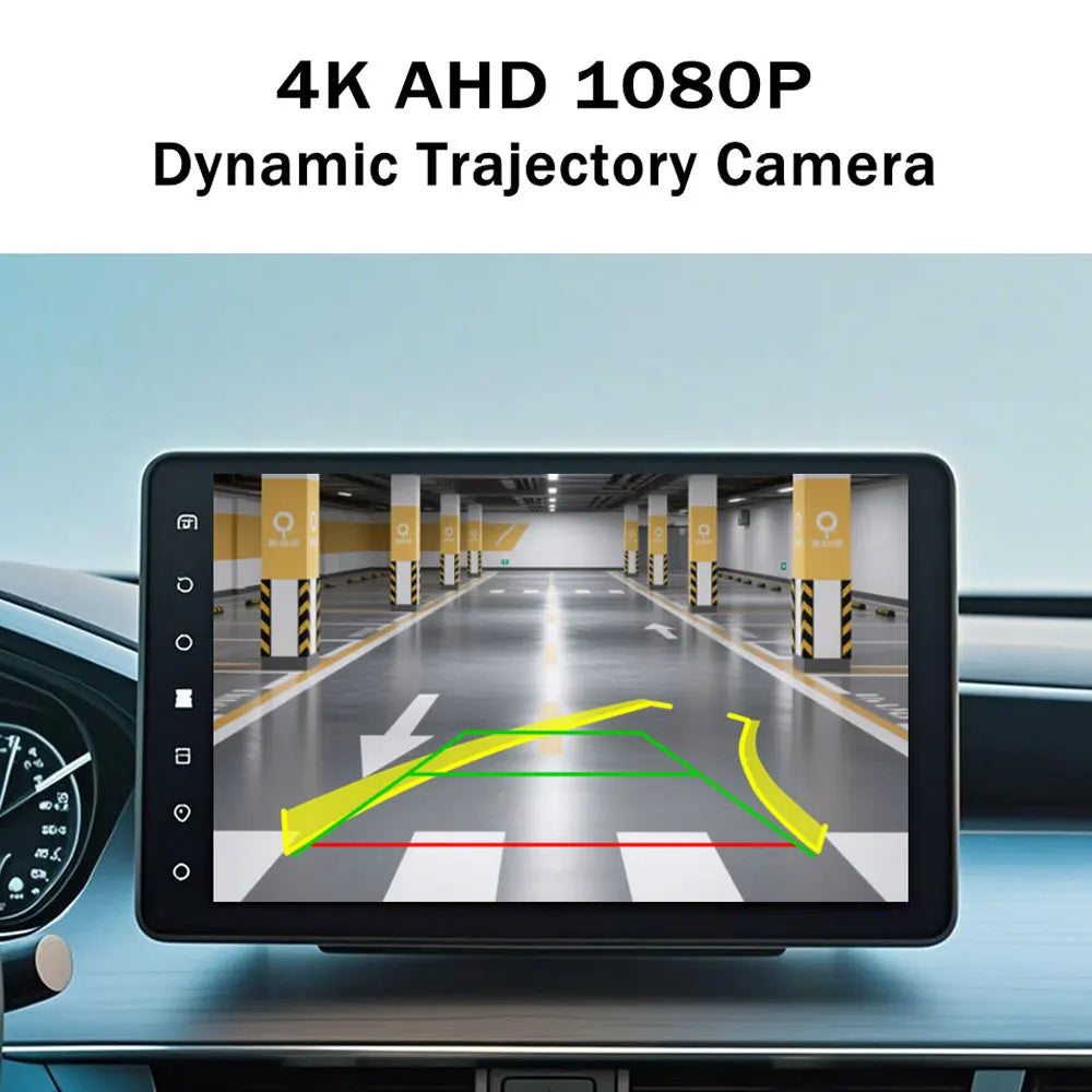 QMKJ Universal 4K AHD 1080P Intelligent Dynamic Trajectory Car Rear View Camera 180 Degree Night Vision With Parking Track Line