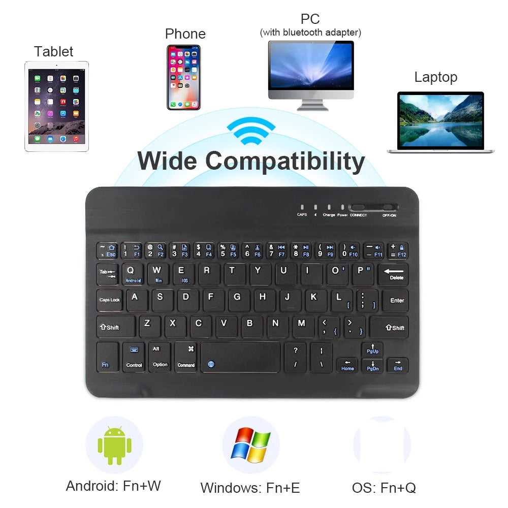 Compact Rechargeable Bluetooth Keyboard, English Layout