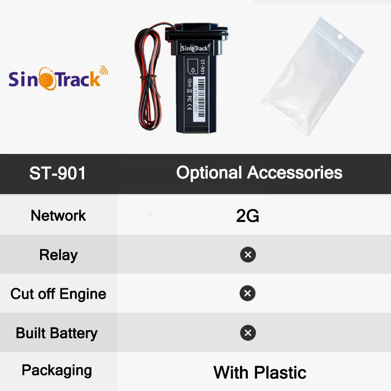 SinoTrack Best GPS Tracker ST-901 Vehicle Tracking Device Waterproof Motorcycle Car GPS GSM SMS Locator with Real Time Tracking