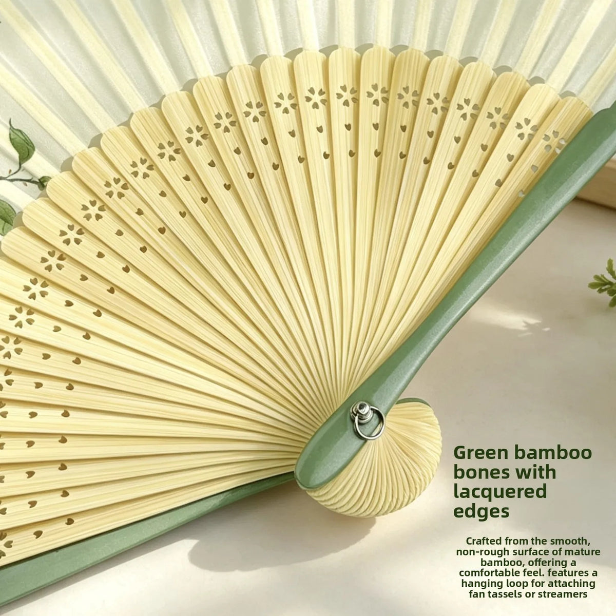 Traditional-Style Bamboo Folding Fan, 21cm