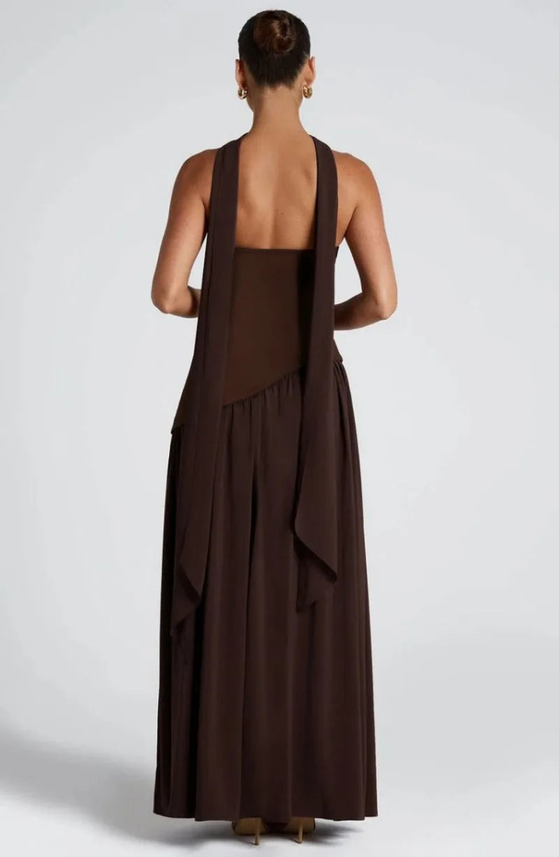 Elegant Strapless Floor-Length Women’s Slit Backless Evening Dress