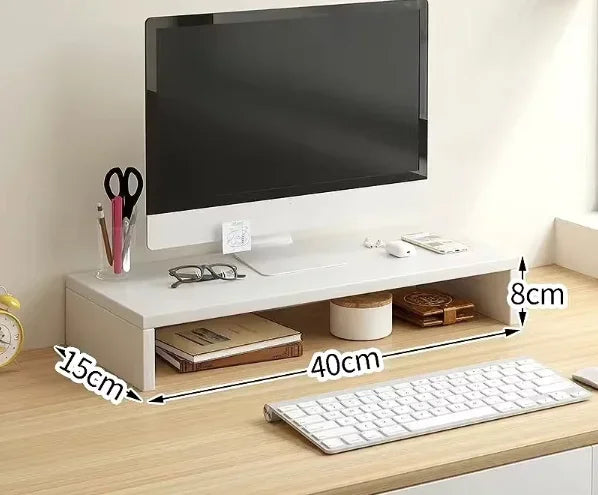Wooden Monitor Riser with Desktop Storage