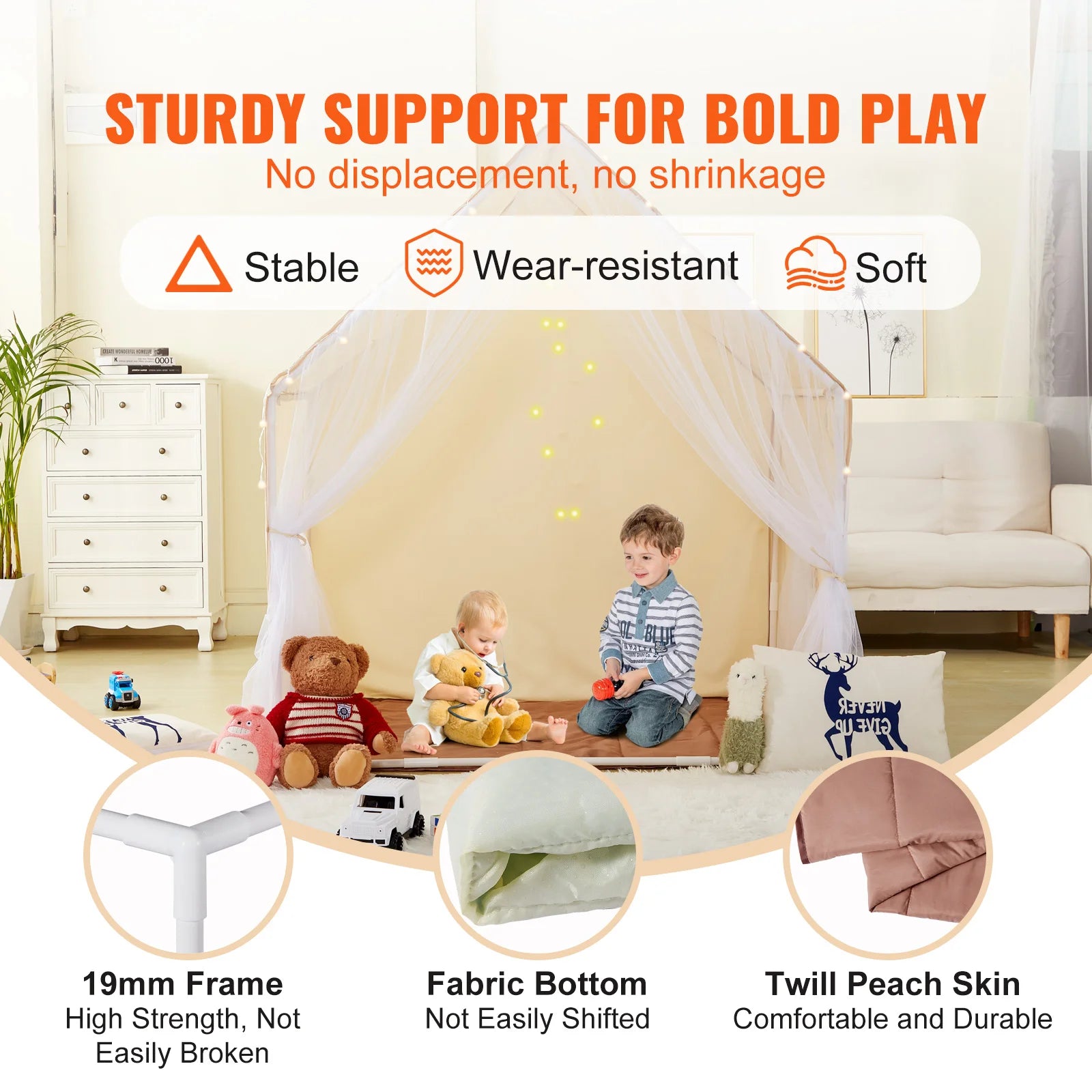 Barnlekstält med matta och ljus – inomhus- och utomhusyurt för 1–5 åringar