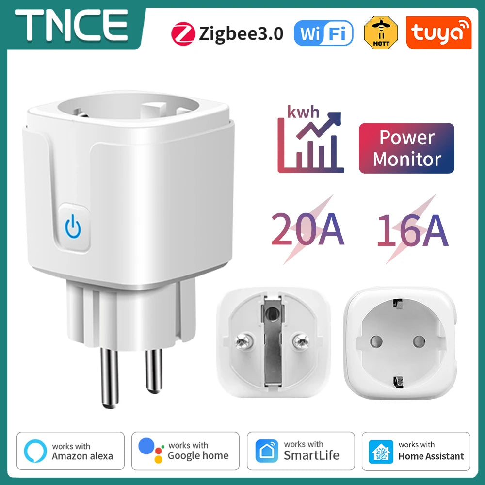 EU Smart Plug with Wi-Fi or Zigbee Options