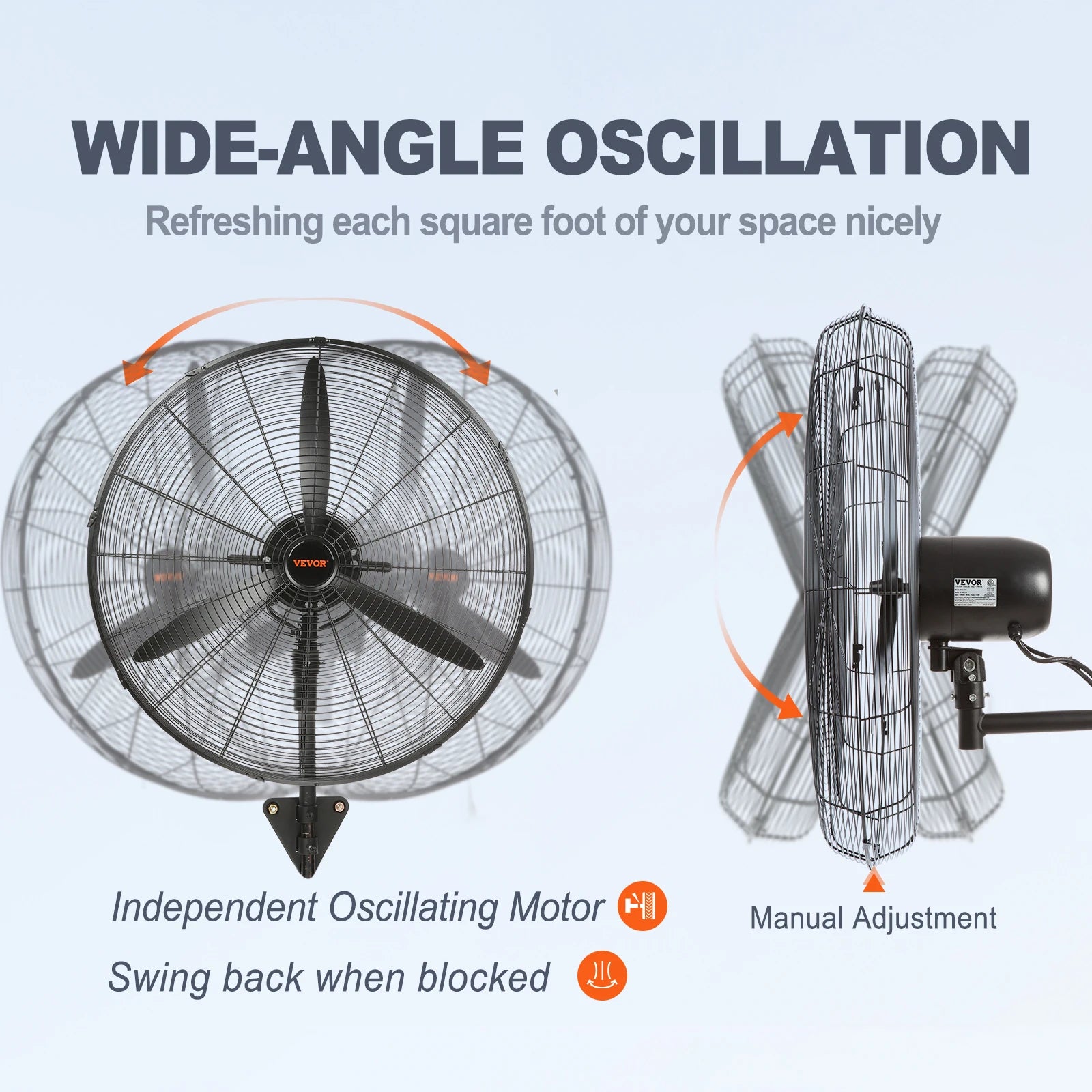 Wall-Mount Misting Fan 3-Speed Oscillating IP44 9500 CFM