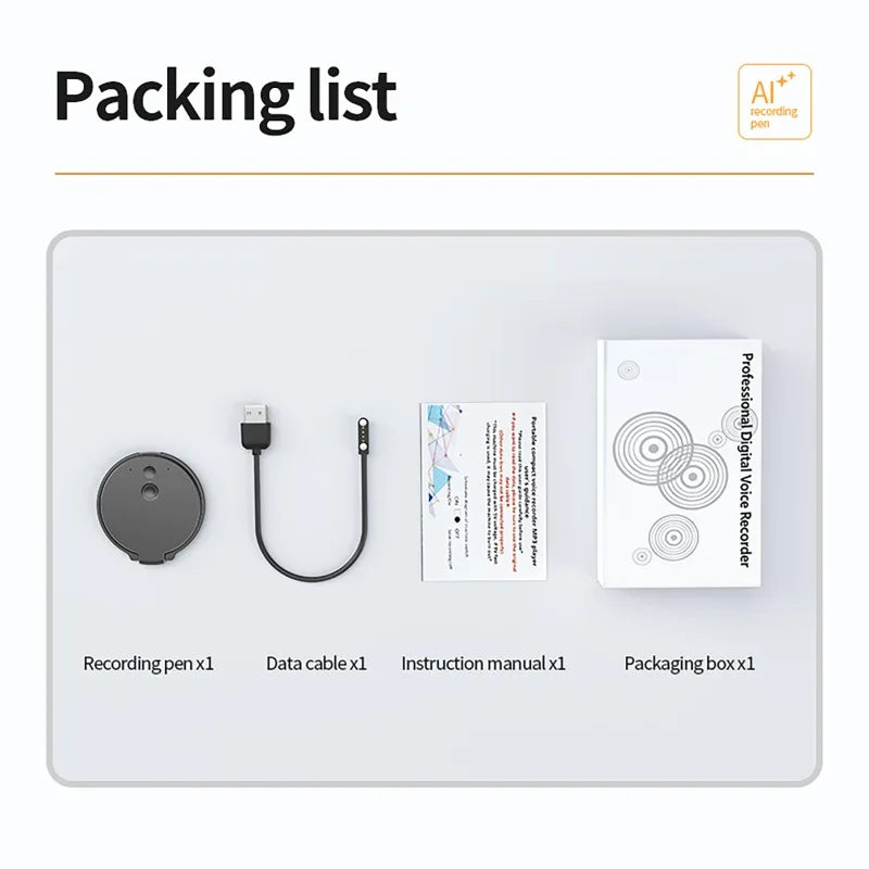 AI ChatGPT Voice Recorder 8-128GB Mini Keychain Magnetic Dictaphone 256GB Intelligent Summarization Real-Time Recording Device