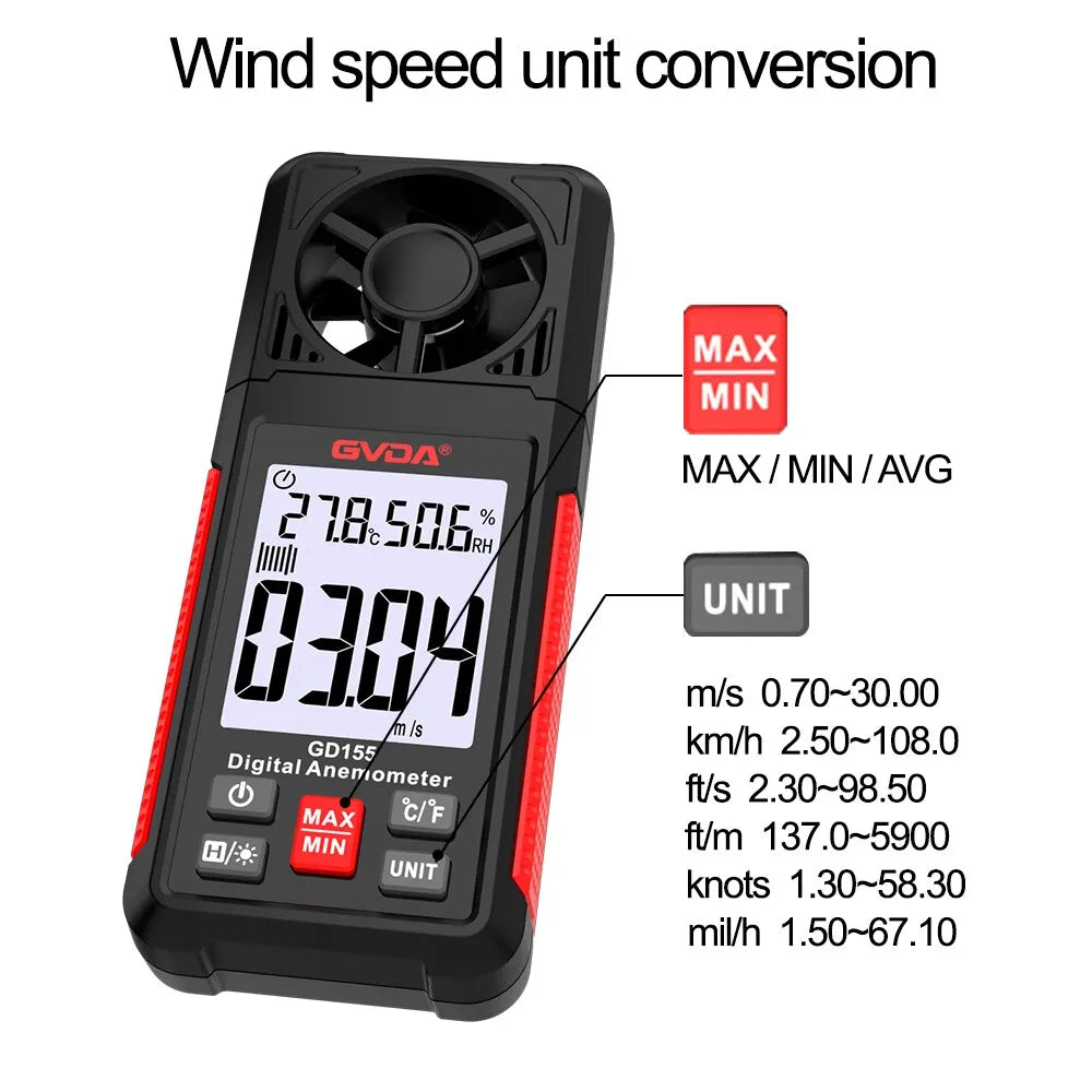 GD155 Wind Speed, Temperature and Humidity Meter