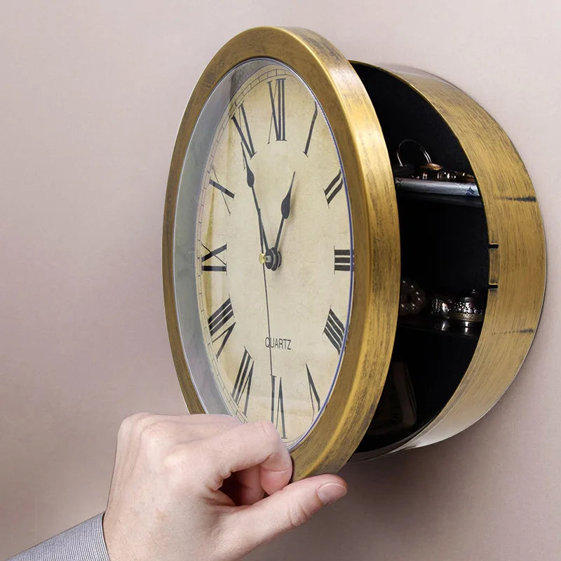 Horloge murale cachée avec coffre-fort et rangement secret pour argent liquide et objets de valeur