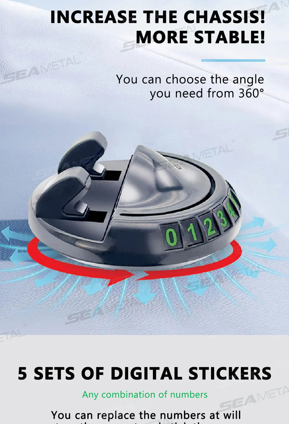 SEAMETAL Head-Up Phone Mount for Car Dashboard Rotation Phone Holder Anti Slip 360-Degree Rotation Universal Navigation Holder