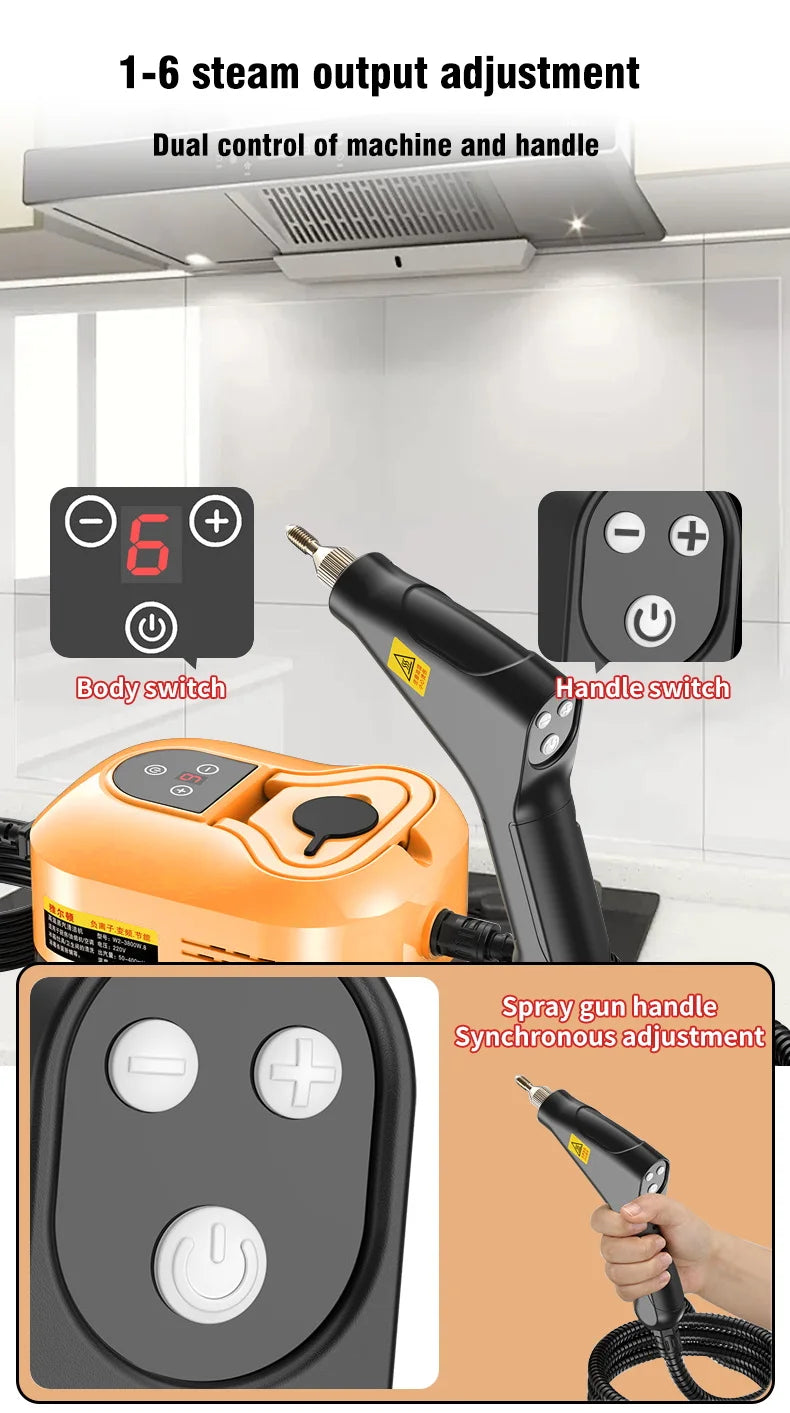 Handheld High Pressure Steam Cleaner for Kitchen, Car, Sofa, Window, Tile, Mirror