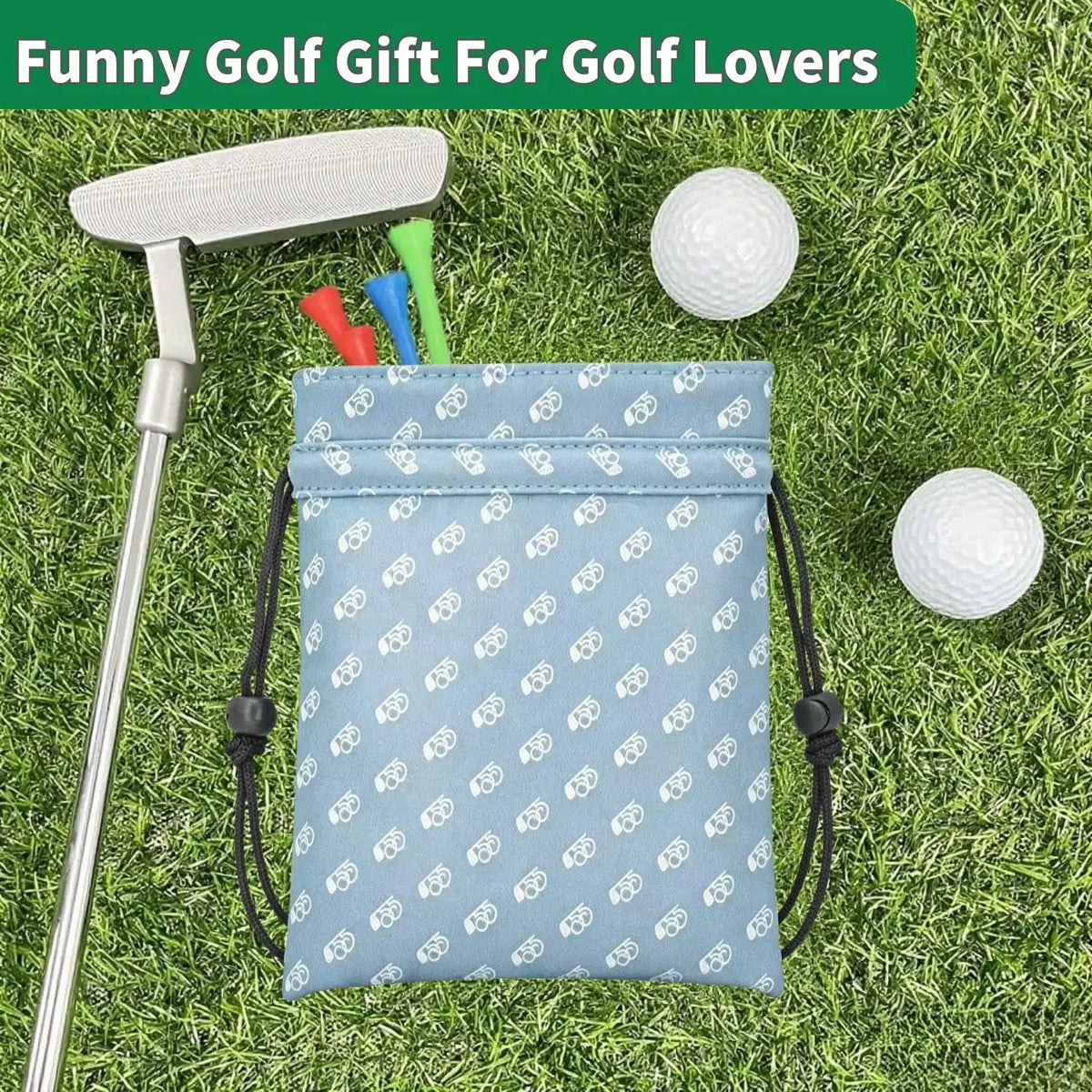 Blå golfpåse för värdesaker med dragsko