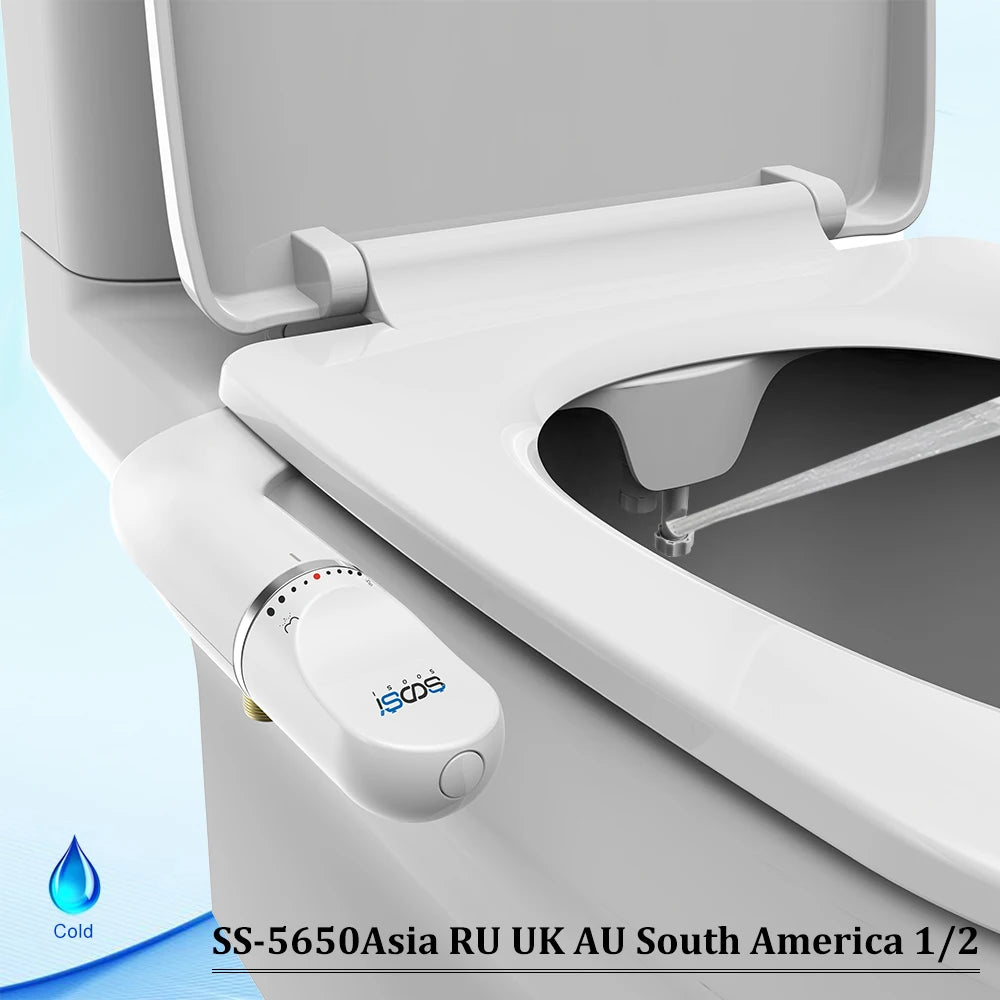 Toilet Seat Bidet Attachment Ultra-Slim Double Nozzle Adjustable Water Pressure Non-Electric Sprayer