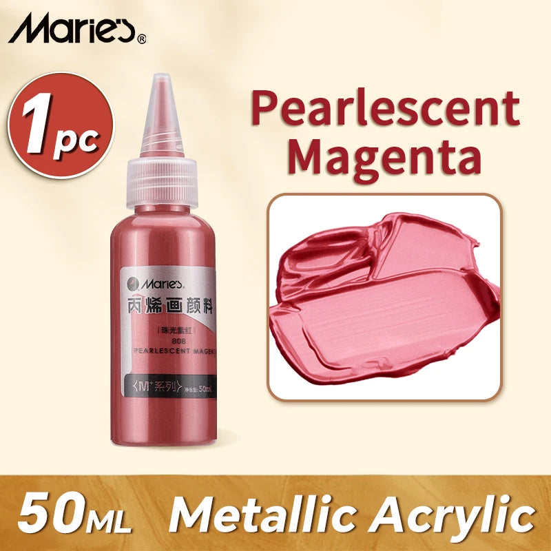 50ml Metallic Akrylmaling i Perlemorsagtig Guld & Sølv