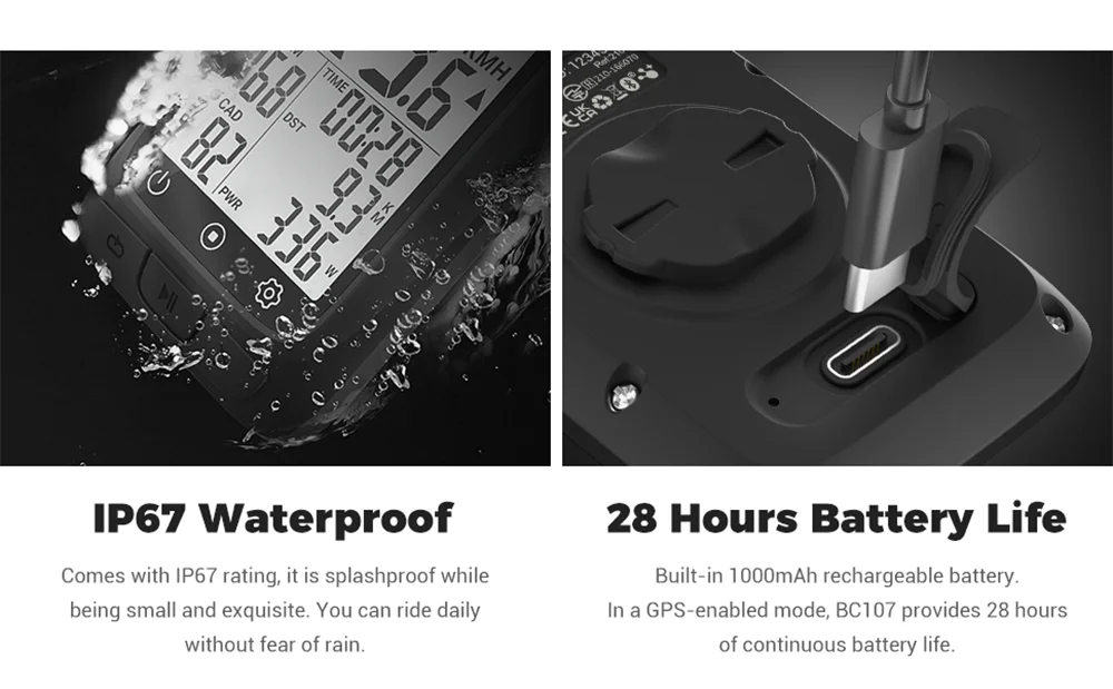 COOSPO BC107/BC26 Bike Computer GPS Wireless Bicycle Cycling Odometer Speedometer 2.4"FSTN Bluetooth5.0 ANT+ Waterproof GPS BDS