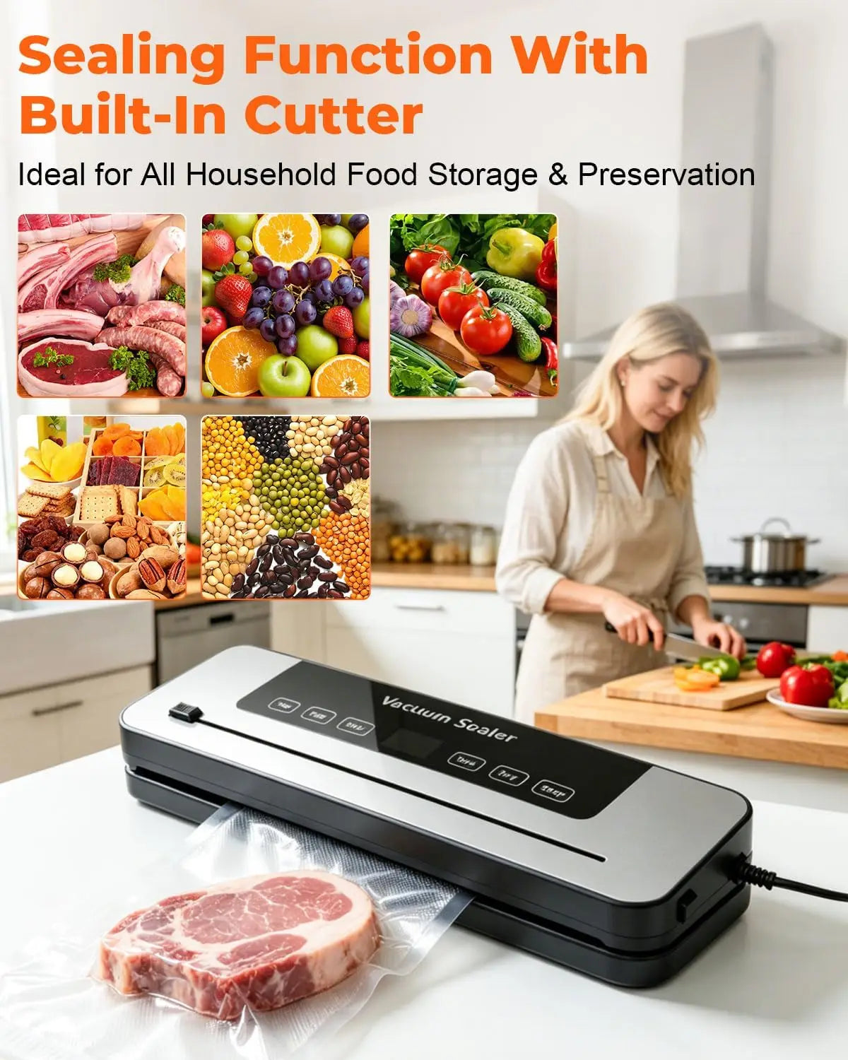 Scelleuse sous vide automatique pour aliments avec cutter intégré