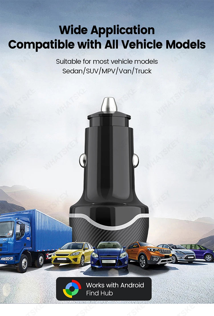 Car Charge GPS Locator Tracker Fast Charging USB Type C Car Charger Adapter Work With Android Google Find My APP Vehicle Tracker