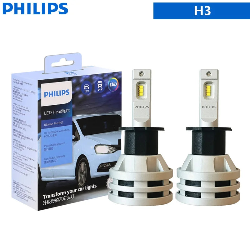 Philips Ultinon Pro3101 LED H4 H7 H11 Phare de véhicule 12V/24V 6000K Blanc lumineux H1 H3 HB3 9005 HB4 9006 HIR2 9012 Lampes LED