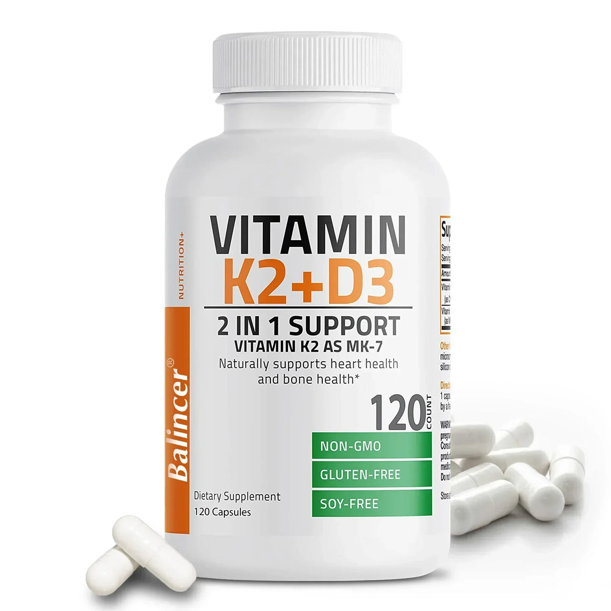 Cápsulas de suplemento de vitamina D3 e K2