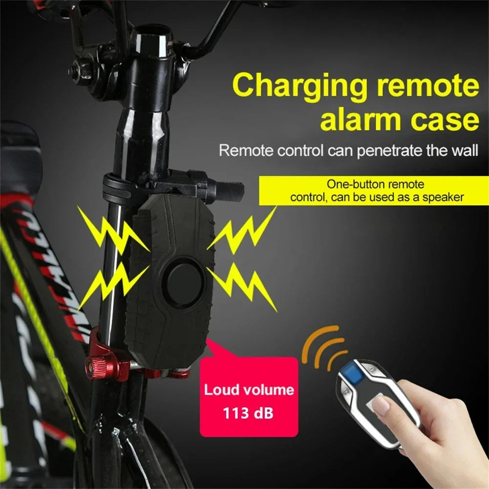 Wireless Bike Vibration Alarm 113dB Waterproof Remote Control