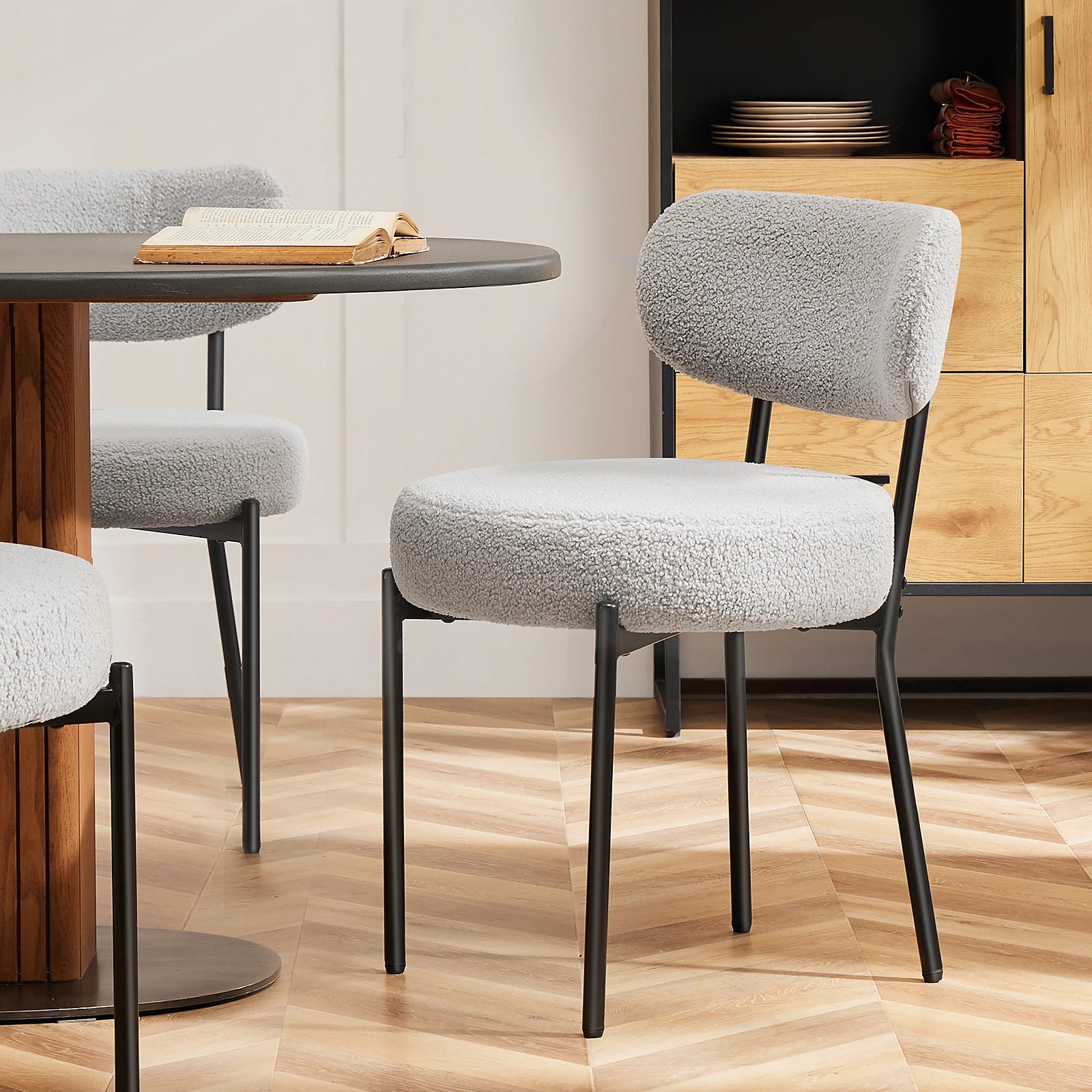 Ergonomic Round Dining Chairs Set of 2 with Cushioned Seat