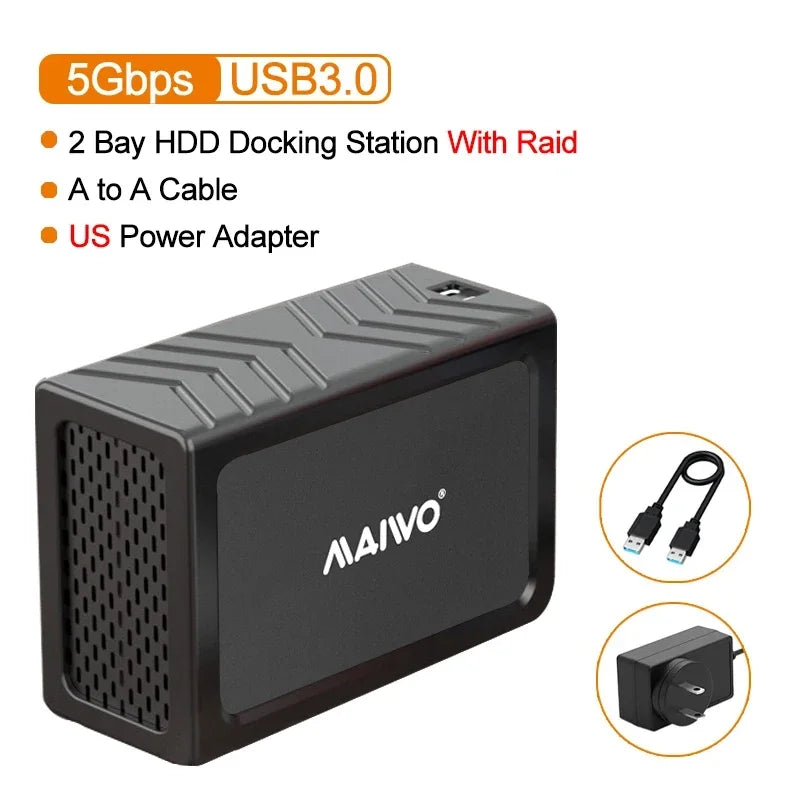 Dual-bay SATA-dockingstation voor HDD en SSD, USB 5Gbps