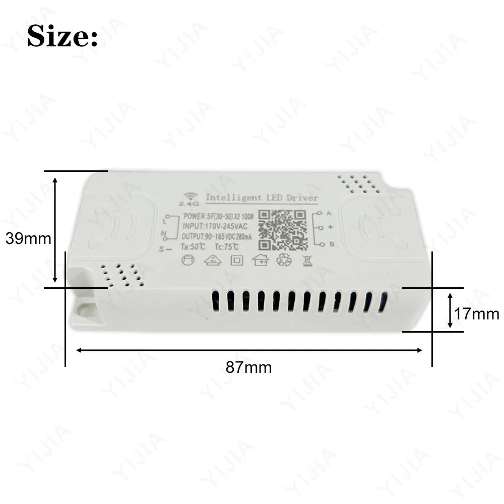 2,4G-sovellus- ja kaukosäädinohjain, 48W–160W, kaksivärisille LED-nauhoille
